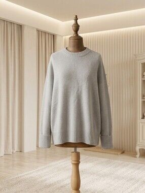 Hidden Brand Gray Oversized Fuzzy Knit Cuffed Sweater Size Large